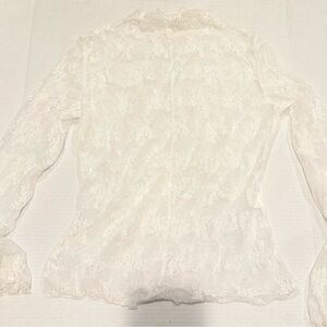 Free People Style White Sheer Lace Mock Neck Top | Size L | Like New